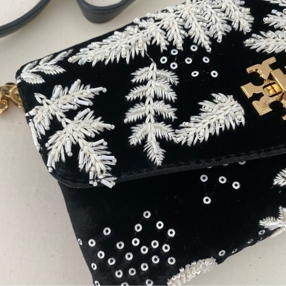 Tory Burch Kira Embroidered Velvet crossbody wallet bag - Picture 7 of 12